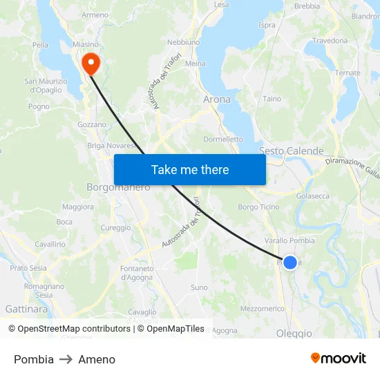 Pombia to Ameno map
