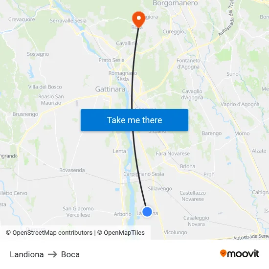 Landiona to Boca map