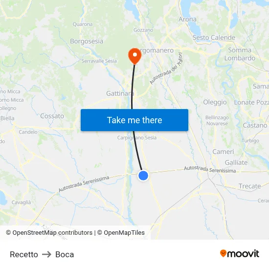 Recetto to Boca map