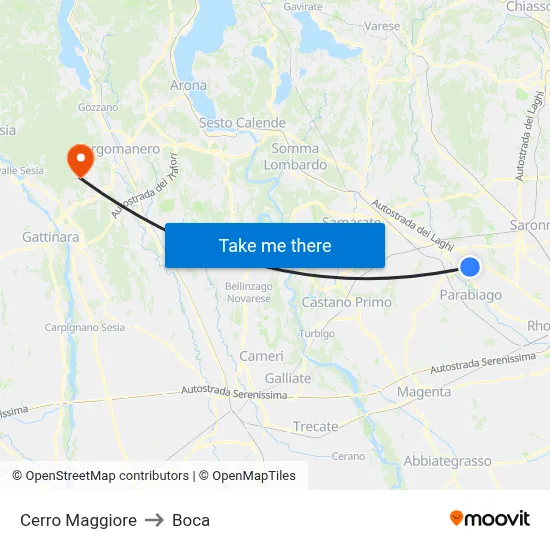 Cerro Maggiore to Boca map