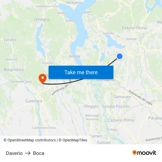 Daverio to Boca map