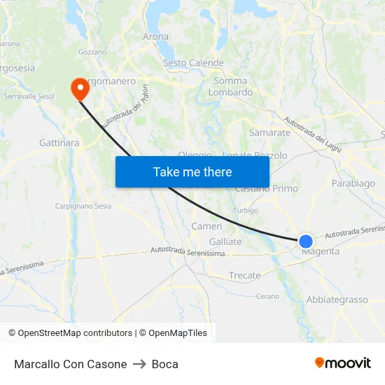 Marcallo con Casone to Boca map
