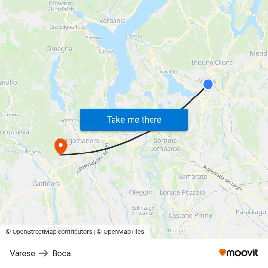Varese to Boca map