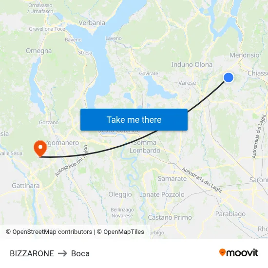 Bizzarone to Boca map