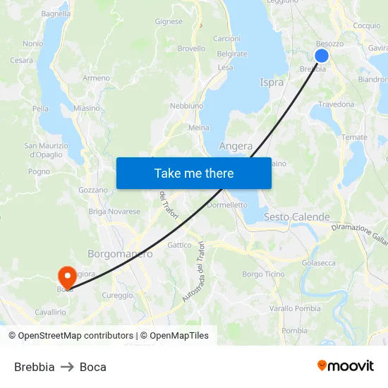 Brebbia to Boca map