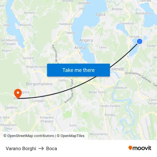 Varano Borghi to Boca map