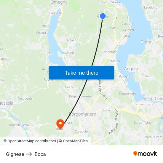 Gignese to Boca map