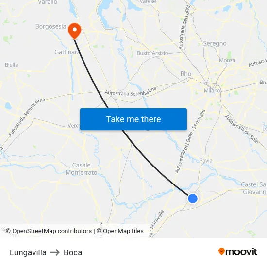 Lungavilla to Boca map