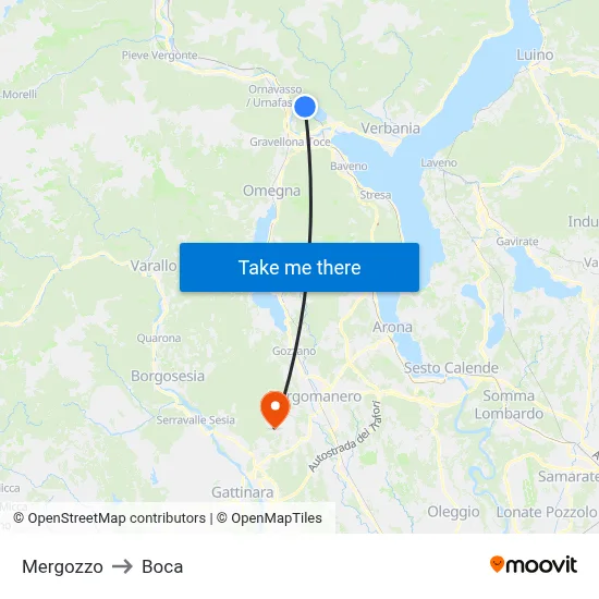 Mergozzo to Boca map