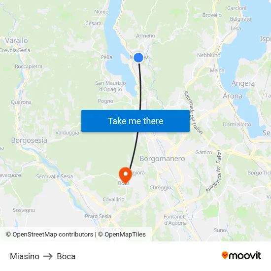 Miasino to Boca map