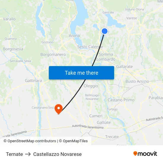 Ternate to Castellazzo Novarese map
