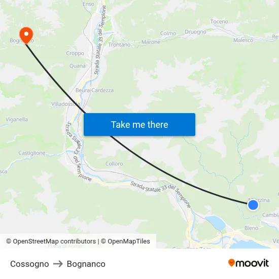 Cossogno to Bognanco map