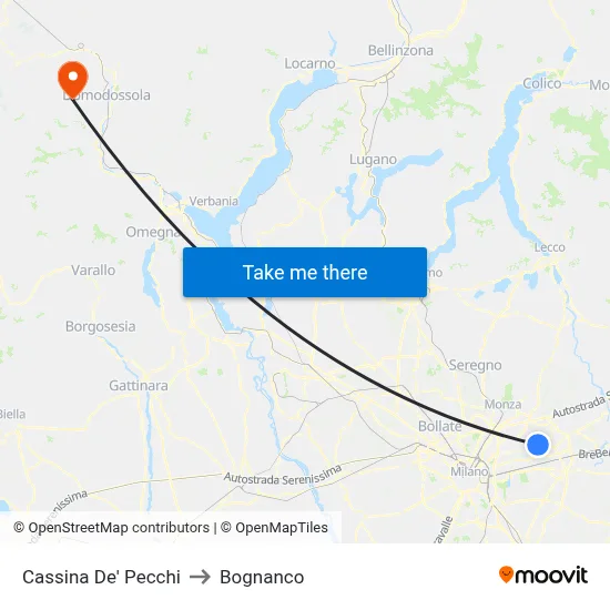 Cassina De' Pecchi to Bognanco map