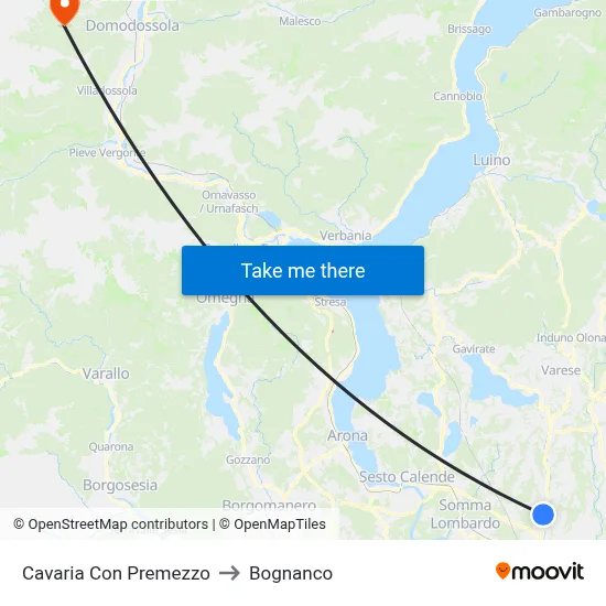 Cavaria con Premezzo to Bognanco map