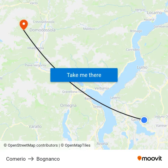 Comerio to Bognanco map