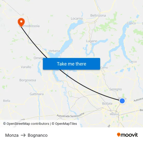 Monza to Bognanco map