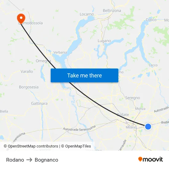 Rodano to Bognanco map