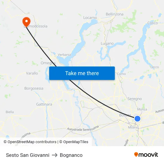 Sesto San Giovanni to Bognanco map