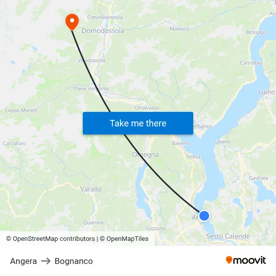 Angera to Bognanco map