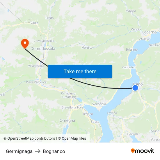 Germignaga to Bognanco map