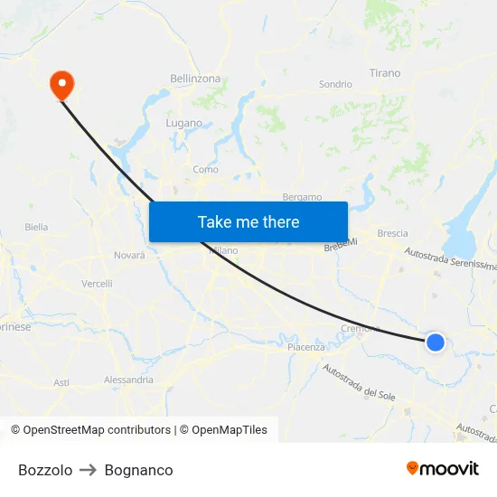 Bozzolo to Bognanco map