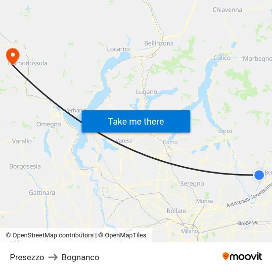 Presezzo to Bognanco map