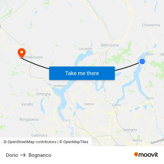 Dorio to Bognanco map