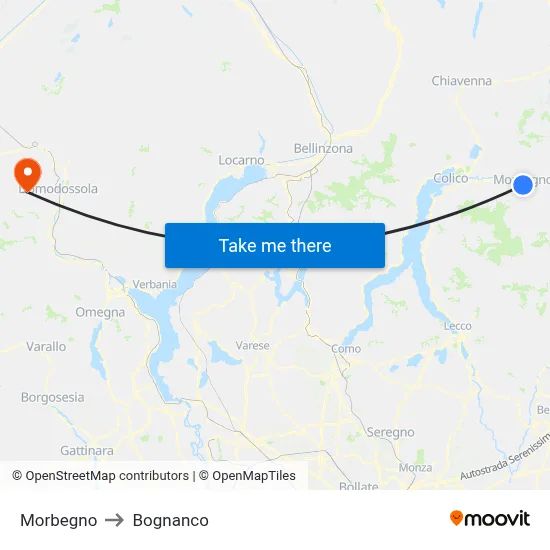 Morbegno to Bognanco map