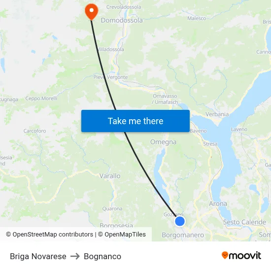 Briga Novarese to Bognanco map