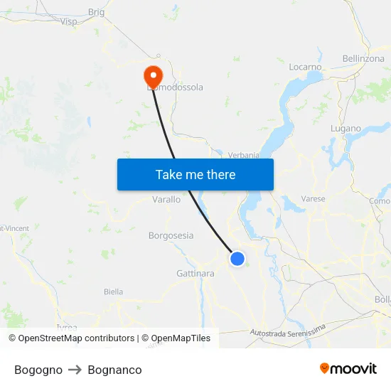 Bogogno to Bognanco map