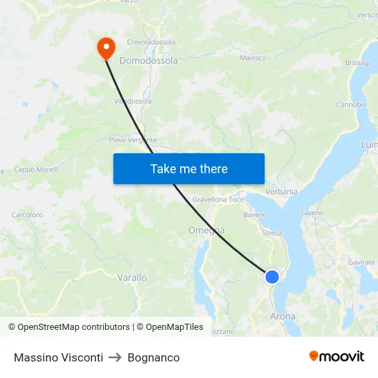 Massino Visconti to Bognanco map