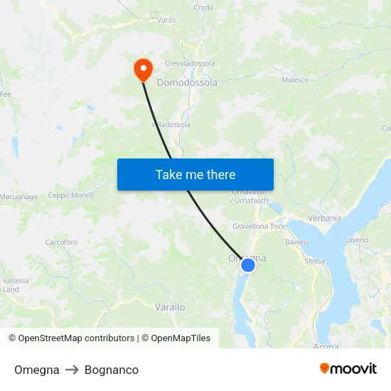 Omegna to Bognanco map