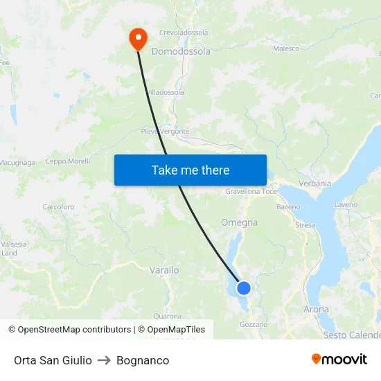 Orta San Giulio to Bognanco map