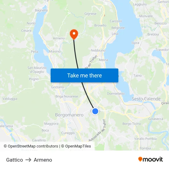 Gattico to Armeno map