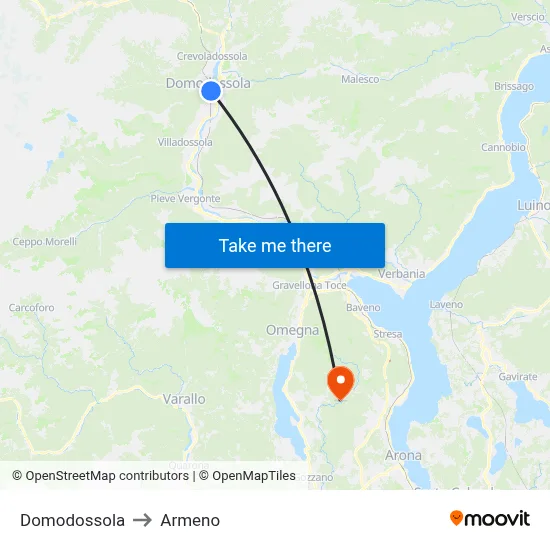 Domodossola to Armeno map