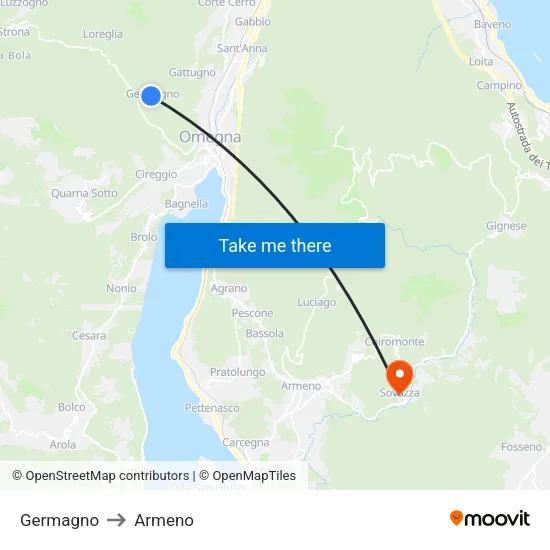 Germagno to Armeno map
