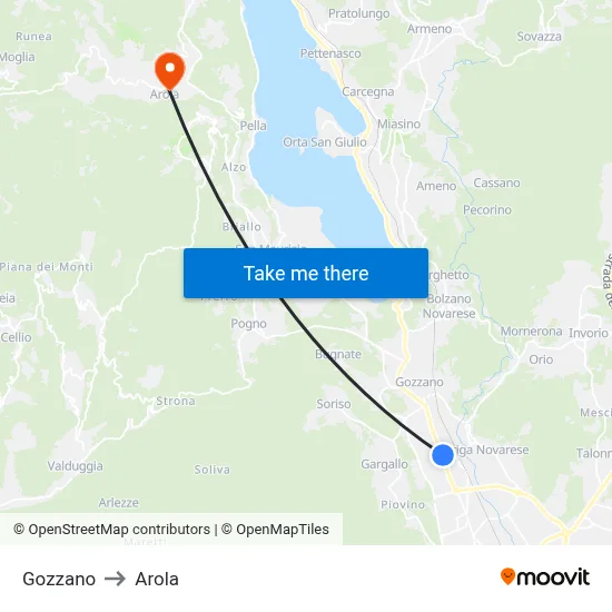 Gozzano to Arola map