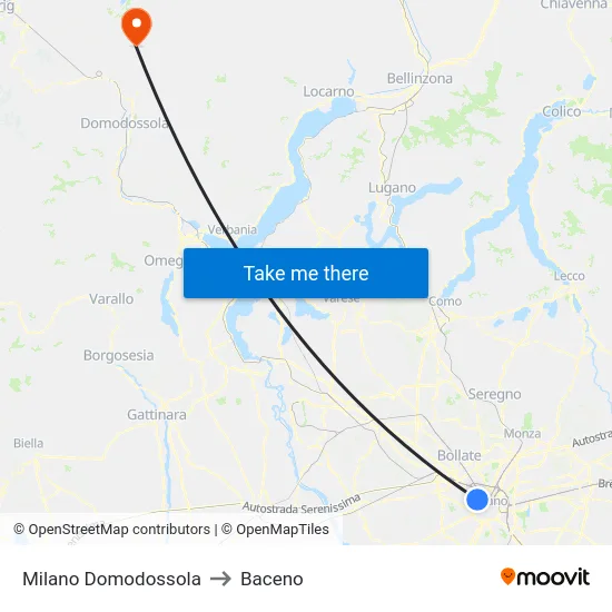 Milano Domodossola to Baceno map