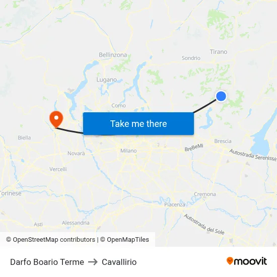 Darfo Boario Terme to Cavallirio map