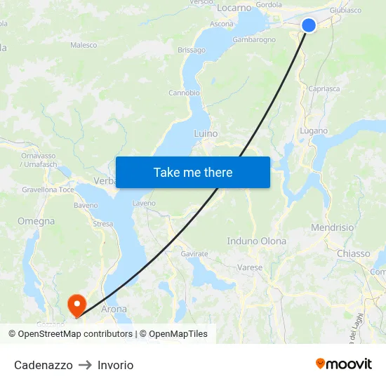 Cadenazzo to Invorio map