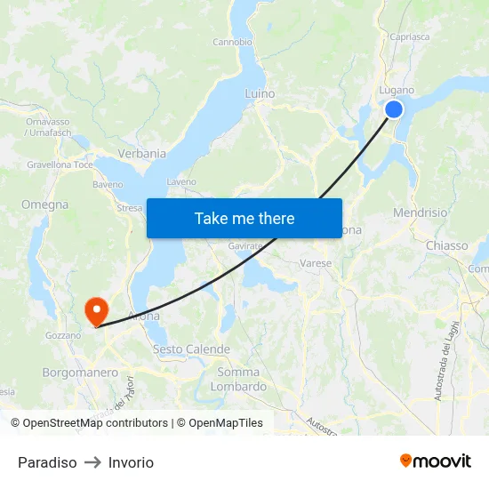 Paradiso to Invorio map