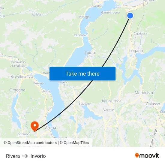 Rivera to Invorio map