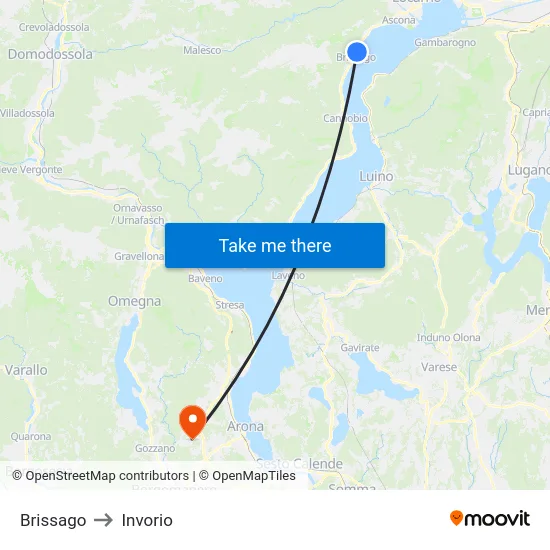 Brissago to Invorio map