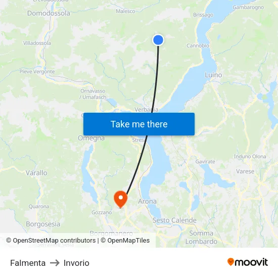 Falmenta to Invorio map