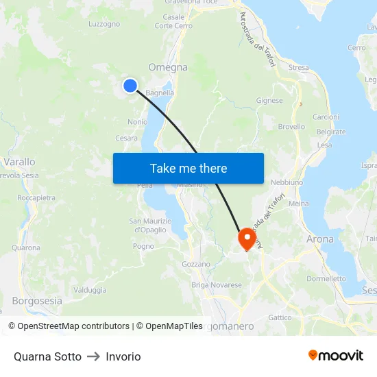 Quarna Sotto to Invorio map