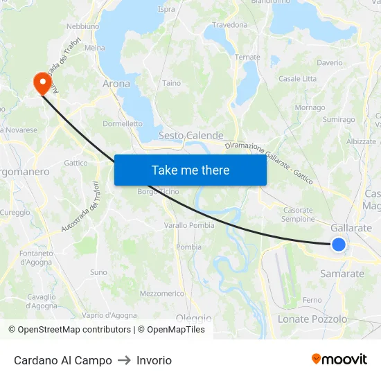 Cardano Al Campo to Invorio map