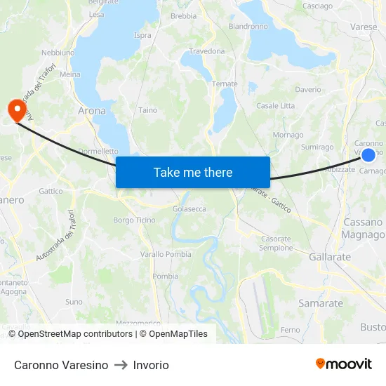 Caronno Varesino to Invorio map