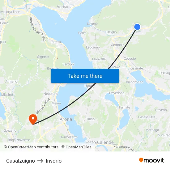 Casalzuigno to Invorio map