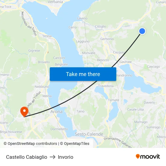 Castello Cabiaglio to Invorio map