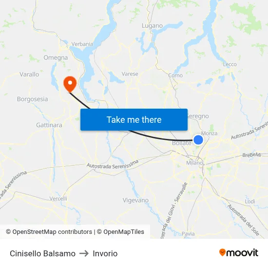 Cinisello Balsamo to Invorio map